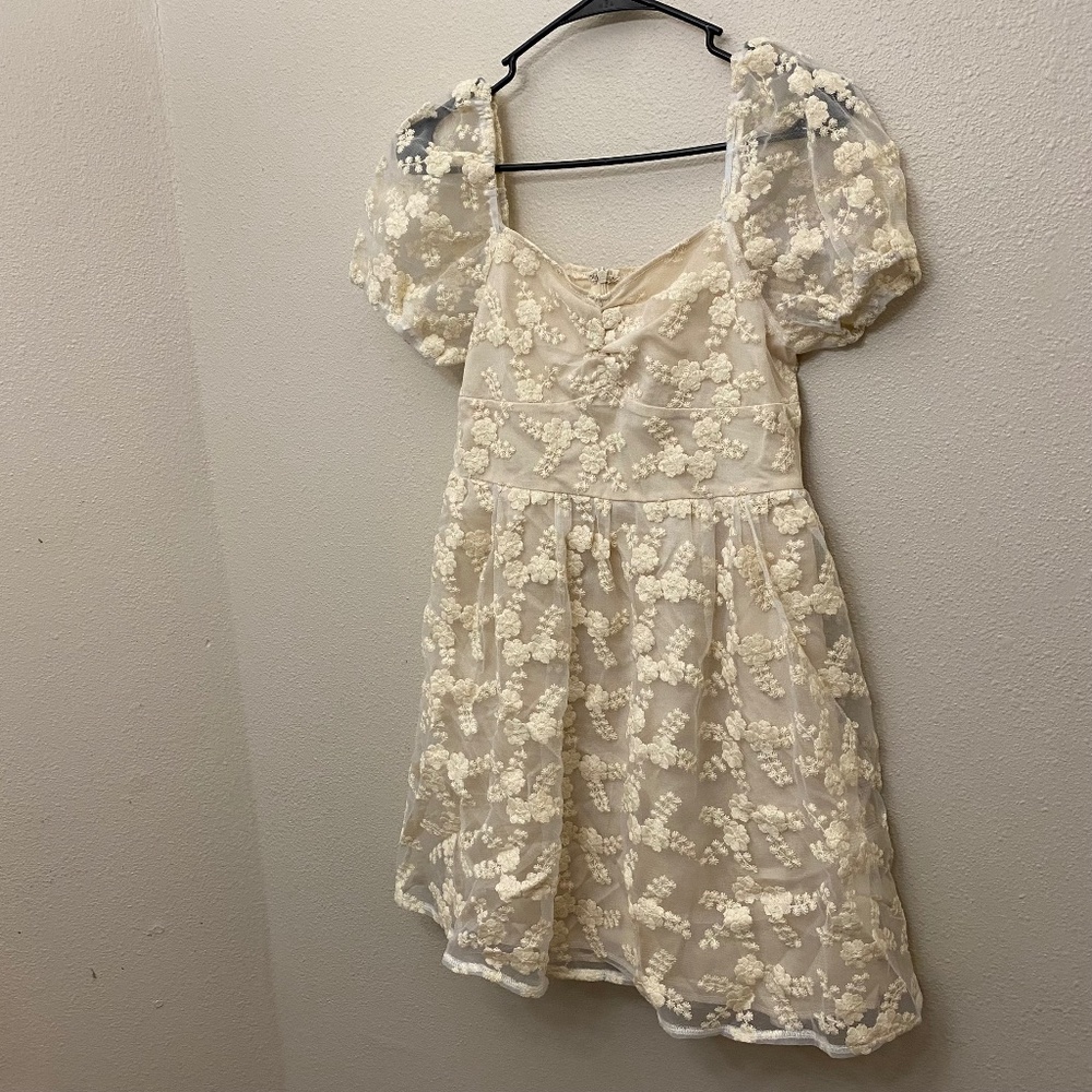 Altar’d State Floral Lace Brocade Cream Medium Dress NWT